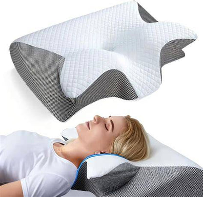 Upgraded Memory Foam Sleep Apnea Cervical Pillow for Side, Back & Stomach Sleepers