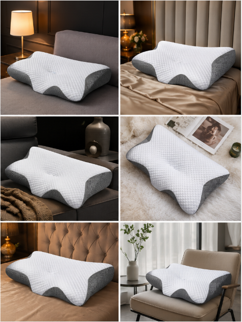 Upgraded Memory Foam Sleep Apnea Cervical Pillow for Side, Back & Stomach Sleepers